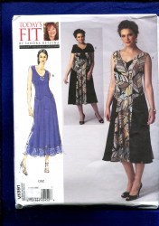 1391 VOGUE EZ BETZINA SLEEVELESS DROP WAIST DRESS, DETACH CAPELET PATTERN ABC-GHIJ NEW